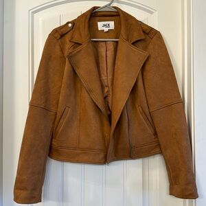 Faux suede moto jacket